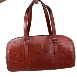 Louis Vuitton Epi Soufflot Kenyan Fawn Brownish Burnt Red Round Baguette